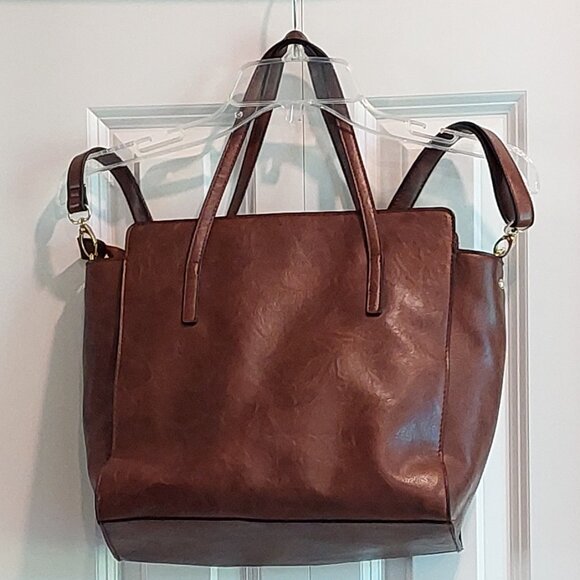 Bueno Brown Vegan Leather Shoulder Purse with Strap & Handles - Picture 2 of 13